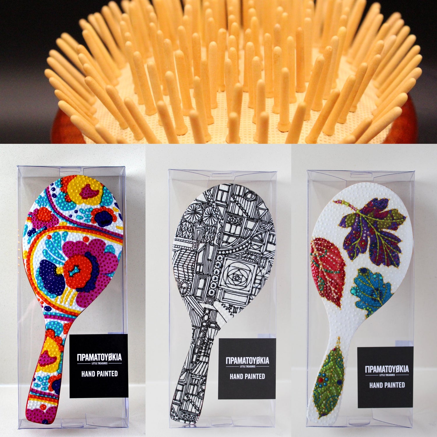Hand-painted Natural Massage Hairbrush